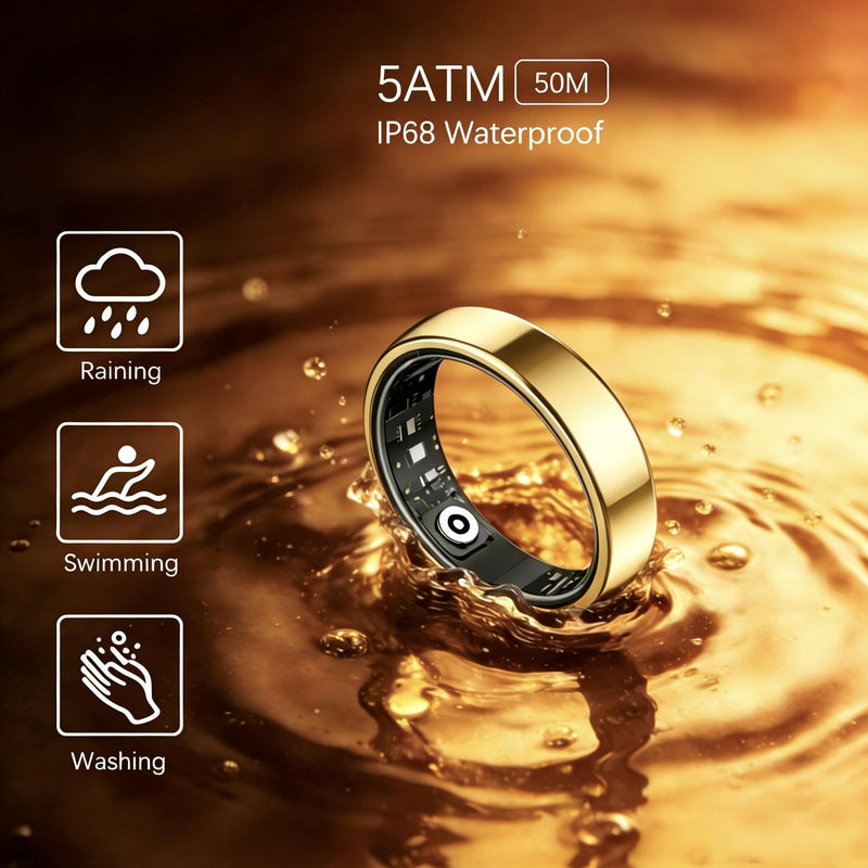 Smart Health Ring, Featuring Stress and Sleep Monitoring Functions, Compatible with iOS and Android,Waterproof Fitness Tracker for Women & Men, No Subscription Fee. (Silver, 8) silver 8#