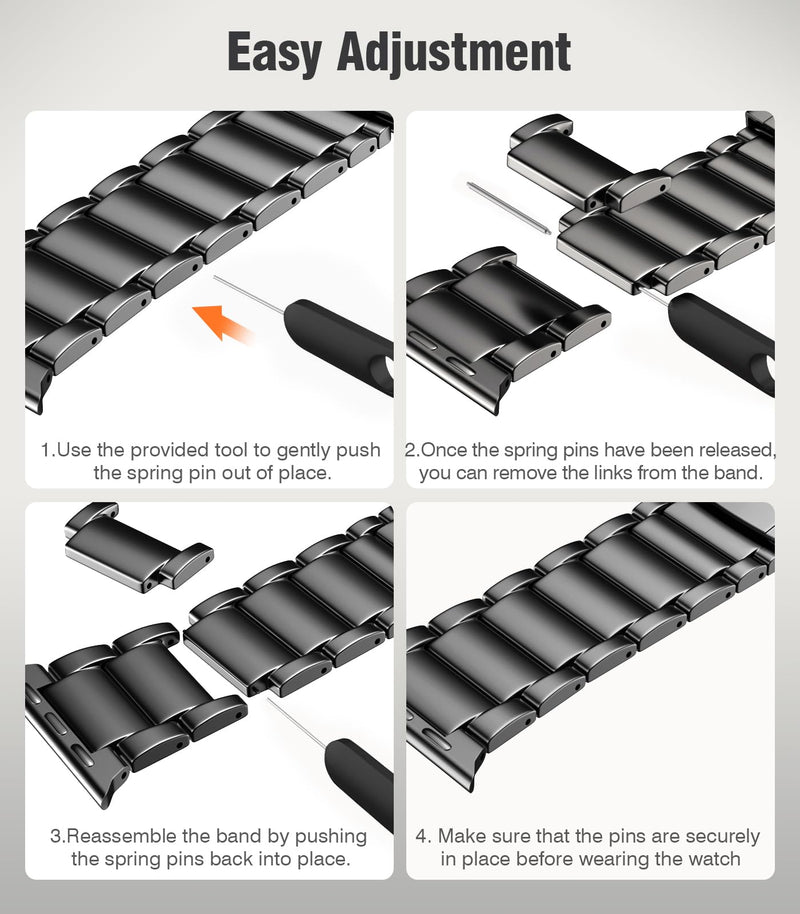 Upgraded Titanium Band Replacement Compatible with Apple Watch Band Ultra 3 Ultra 2/Ultra 49mm,iWatch Series 11/10 46mm,9/8/7 45mm,SE3/SE2/SE/6/5/4 44mm,3/2/1 42mm, Titanium Watch Band, Black