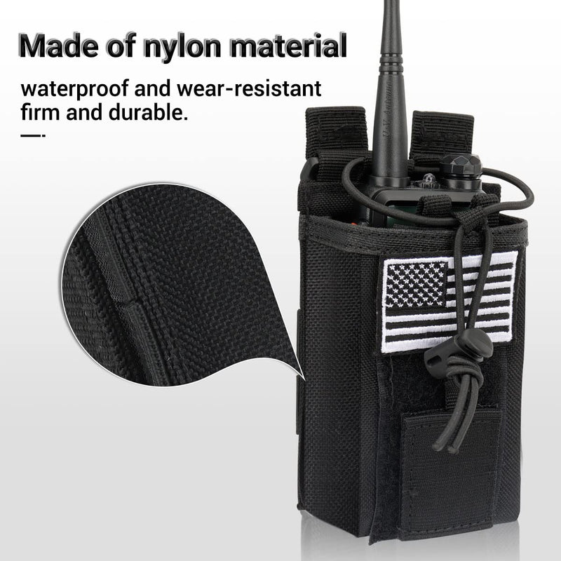 Tactical Radio Holder Case Molle Radio Holster Duty Belt Military Heavy Case Accessories Radios Pouch Holster Bag for Baofeng UV-5R UV-9R Two Way Radio Walkie Talkies Adjustable Storage 1Pack Black