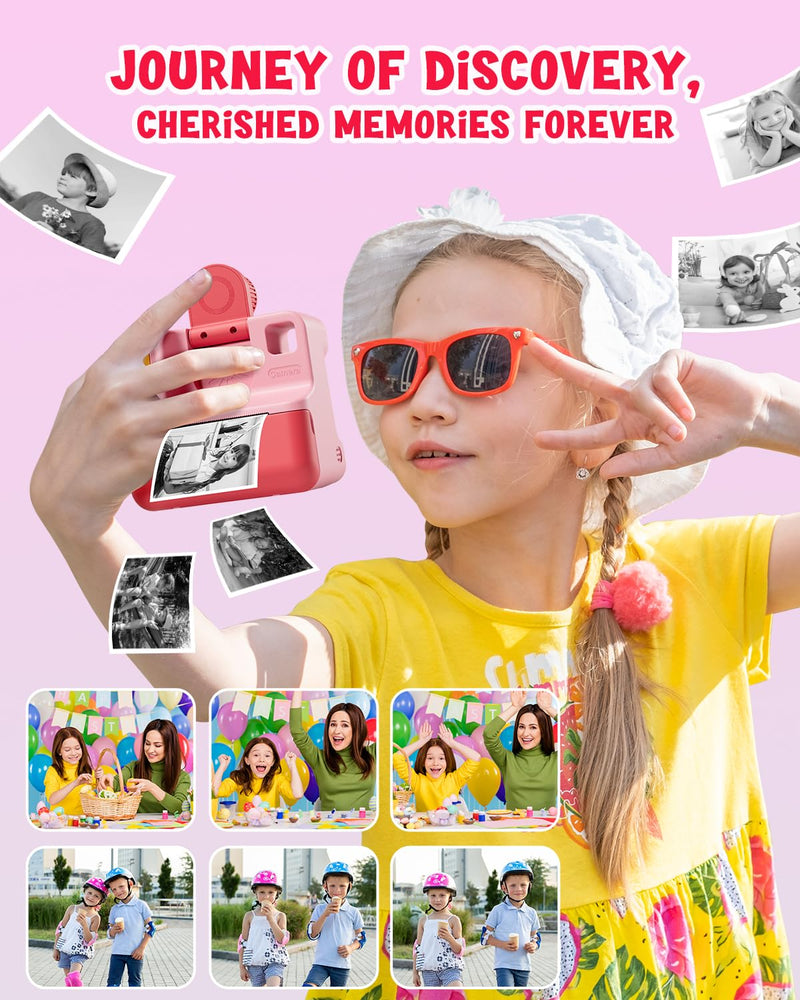 Instant Print Paper - 5 Rolls Black & White Print Paper for Kids Instant Print Camera, NO-Ink HD Printing Thermal Print Paper Set