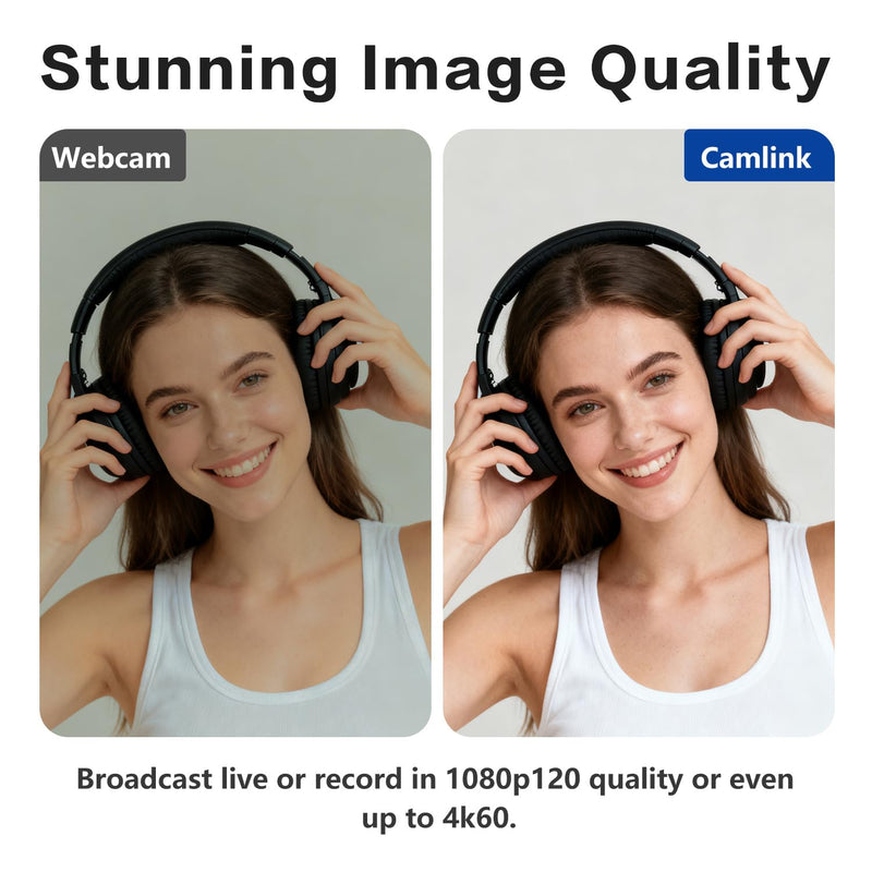 VIXLW Cam Link 4K – External Capture Card for DSLR Camcorder ActionCam as Webcam, HDMI to USB 3.0, Meet/Stream/Record in 4K60/1080p120, Easy Connect for OBS/Zoom, Windows/Mac black