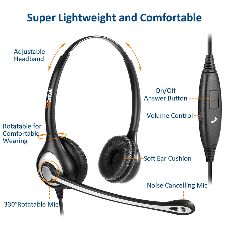 [AUSTRALIA] - Cell Phone Headset with Microphone Noise Cancelling & Call Controls, 3.5mm Computer Headphones for Samsung PC Business Skype Softphone Call Center Office, Clear Chat, Ultra Comfort 