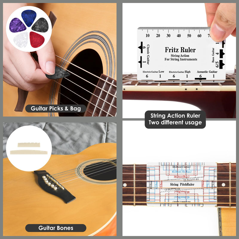 [AUSTRALIA] - 37Pcs Guitar Tools, Guitar Repaire Kit Care Tools with Carry Bag for Acoustic Electric Guitar Ukulele Bass Banjo, Gift for Music or String Instrument Enthusiast 