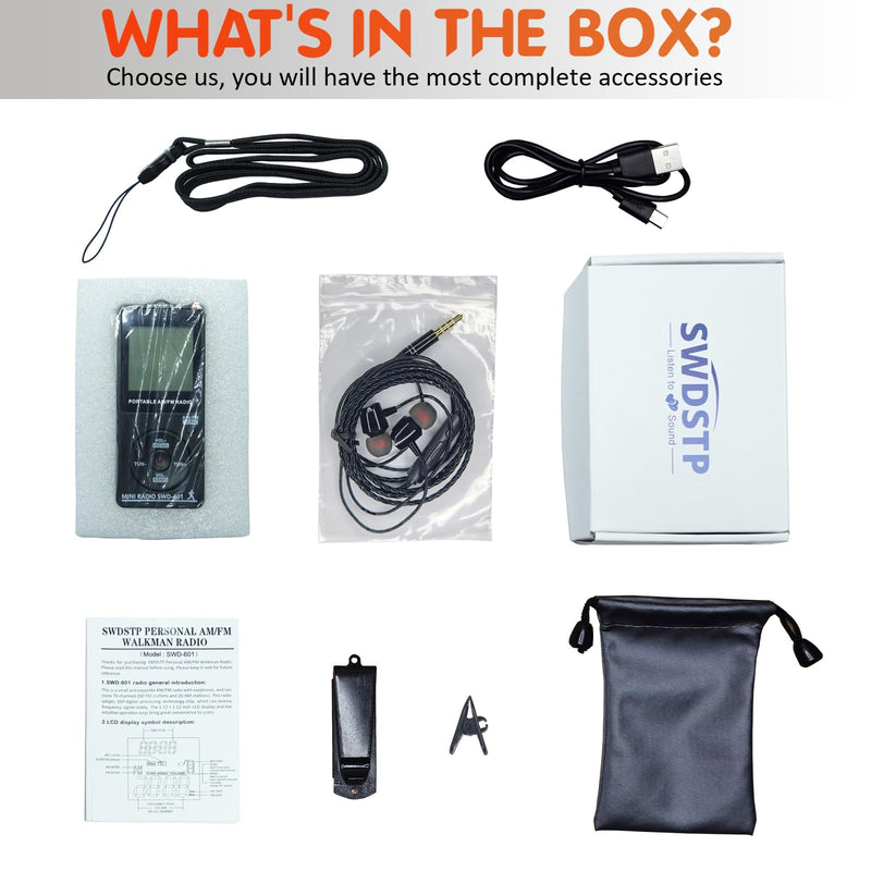 [AUSTRALIA] - AM/FM Personal Portable Mini Radio with Digital Tuning LCD Display and Backlight Time, SWDSTP Rechargeable Pocket Radio with Earphone and Belt Clip for Walking, Jogging 