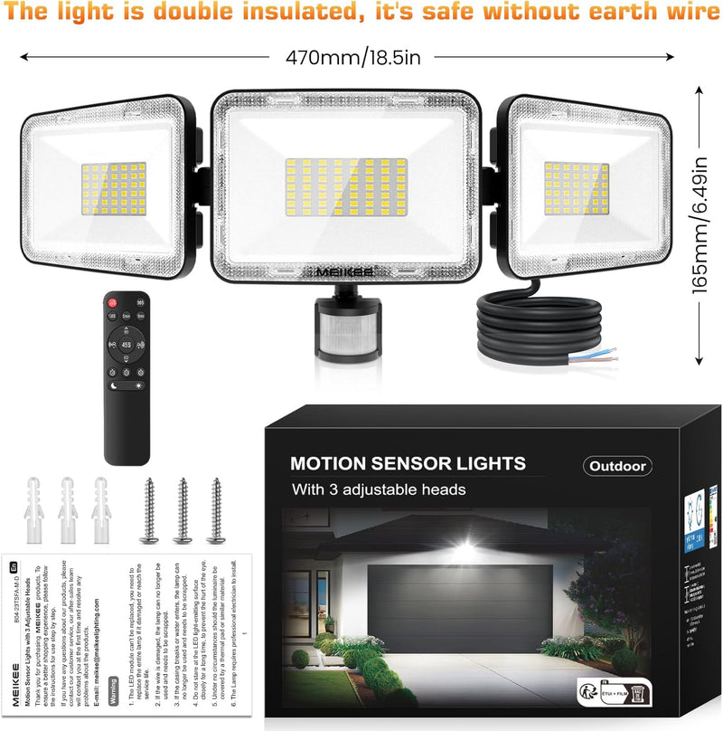 [AUSTRALIA] - iMaihom 50W Motion Sensor Outdoor Lights, 5000LM Hardwired Motion Sensor Flood Light, Dusk to Dawn Outdoor Lighting, 6500K LED Security Light, IP65 Waterproof Motion Detector Lights for Outside, Black 