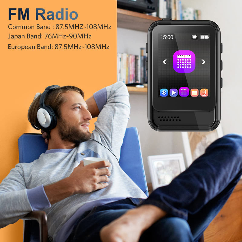 MP3 Player with Bluetooth 5.3,Portable Music Player with Speaker and Micro SD Card Slot MP3 Player with FM Radio,Video,Voice Recording,Earphone for Kids,Jogging and Gift,Max 512GB Expand 16GB