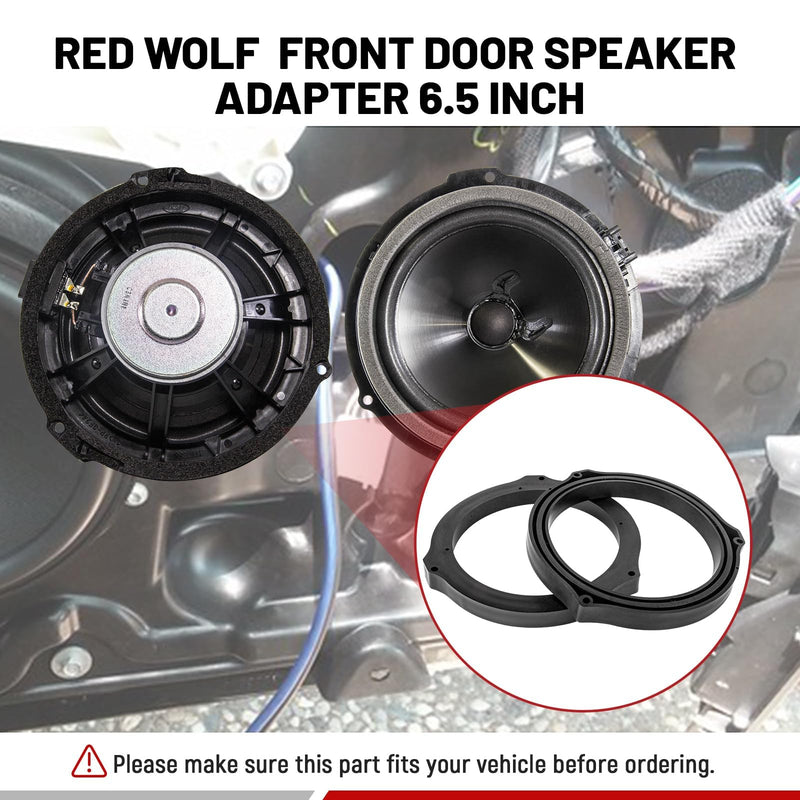 RED WOLF 6.5 Inch Front Rear Door Speaker Adapter Compatible with Ford 2013-2020 Mustang Fusion Fiesta Focus Install 6-1/2" Aftermarket Audio Speaker Spacer Ring Bracket 2 PCS PJFD03-1906