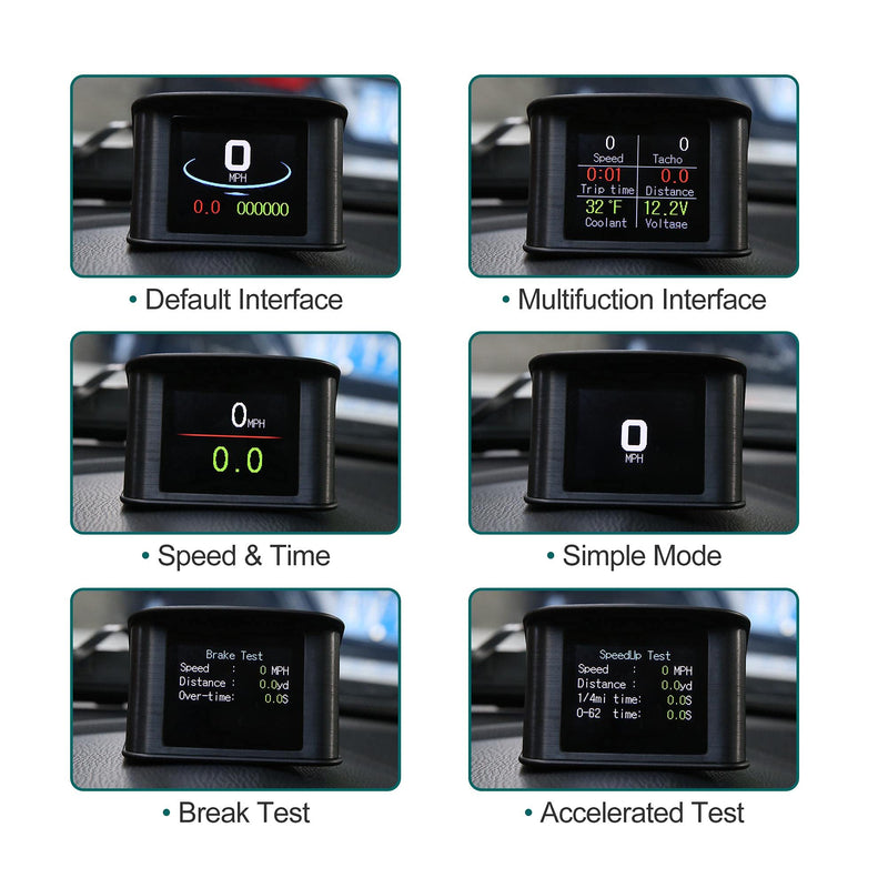 X AUTOHAUX 2.2 Inch Mini HUD Head Up Display Car Dashboard Digital Speedometer Multifunction Data Display Error Alarm TFT LCD Display with OBDII EUOBD