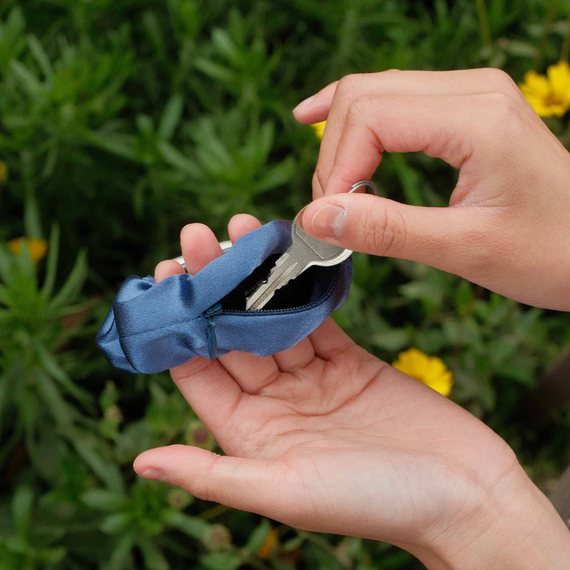 Compatible for Apple Watch Band Scrunchie with Zipper Pocket Storage for Cash, Keys, Chapstick, 38mm 40mm 41mm 44mm 45mm for iWatch Series 9 8 7 6 5 4 3 2 1 SE, 1 Pack 38/40/41 mm Satin Blue