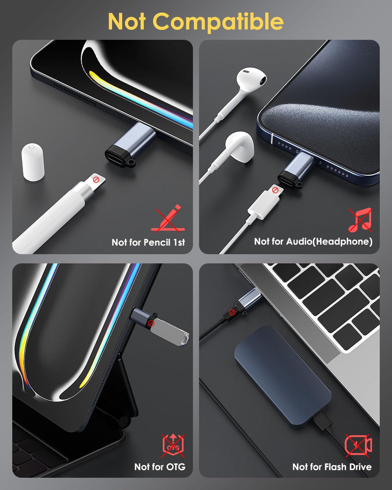 [AUSTRALIA] - MoKo 4 Pack Lightning Female to USB C Male Adapter, iPhone to USB C Adapter for iPhone 15/16 Pro/16 Pro Max/16 Plus, Galaxy S24, iPad Air/Pro, for Charging/Data Transfer, NOT for Audio/OTG, Gray 