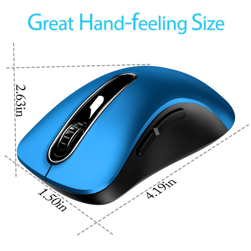 memzuoix 2.4G Wireless Mouse, 1200 DPI Mobile Optical Cordless Mouse with USB Receiver, Portable Computer Mice Wireless Mouse for Laptop, PC, Desktop, MacBook, 5 Buttons, Blue