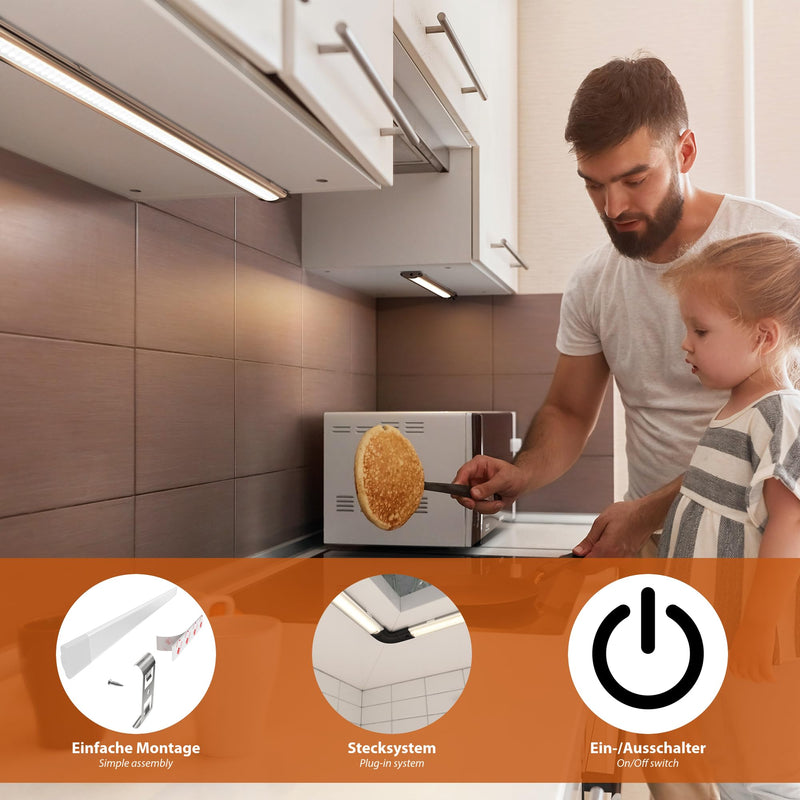 Parlat LED Under-Unit Light, Siris, with Switch, Flat, 500 mm, 24 V DC, 400 lm, 6 W - Choice of Set Set of 2 Light Colour: White