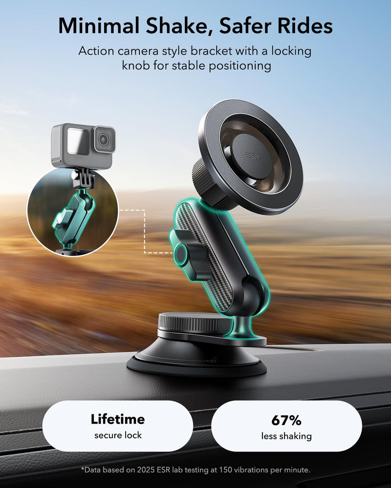 ESR OmniLock for MagSafe Car Mount for iPhone 17-12,Samsung/Google | Suction Cup Phone Holders for Your Car, Magnetic Car Mount for Dashboard/Windshield, 360° Adjustable, for All Smartphones