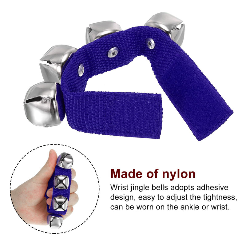 [AUSTRALIA] - PATIKIL 12pcs Wrist Bells, Jingle Bells Ankle Bells Wrist Bells Bracelet Percussion Instruments Musical Rhythm Band 4 Silver Bells for Party Christmas, Dark Navy Blue 