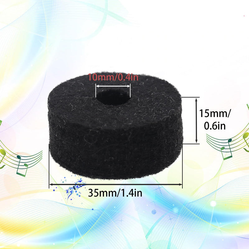 Pack of 10 Round Soft Black Cymbal Stand Felt Washer, Drum Felts Replacement, Enhance Your Drum Kit Sound and Protect Your Cymbals