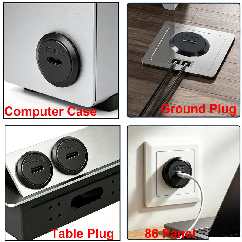 USB C Panel Mount Connector, USB Type C 3.0 Female to Female Threaded Fixed Mount Adapter, 5Gbps & 5V/1A Embedded Mount Coupler for Mobile,Tablet