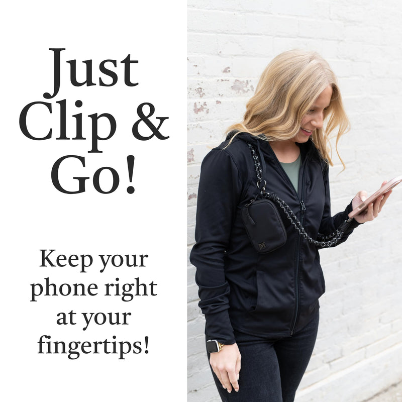 Save the Girls Active Phone Lanyard Crossbody Rope Strap with Wallet, Black | Crossbody Rope Cell Phone Lanyard with Zippered Wallet Pouch. Adjustable, Hands-Free Phone Strap for Life on the Move. Twin Black