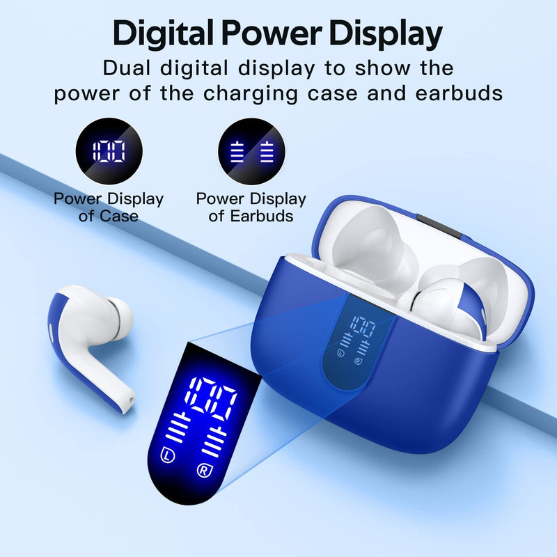 TAGRY 2 Sets X08 Ocean Blue and Sunset Pink Bluetooth Headphones True Wireless Earbuds 60H Playback Ear Buds with Wireless Charging Case in-Ear Earbuds with Mic