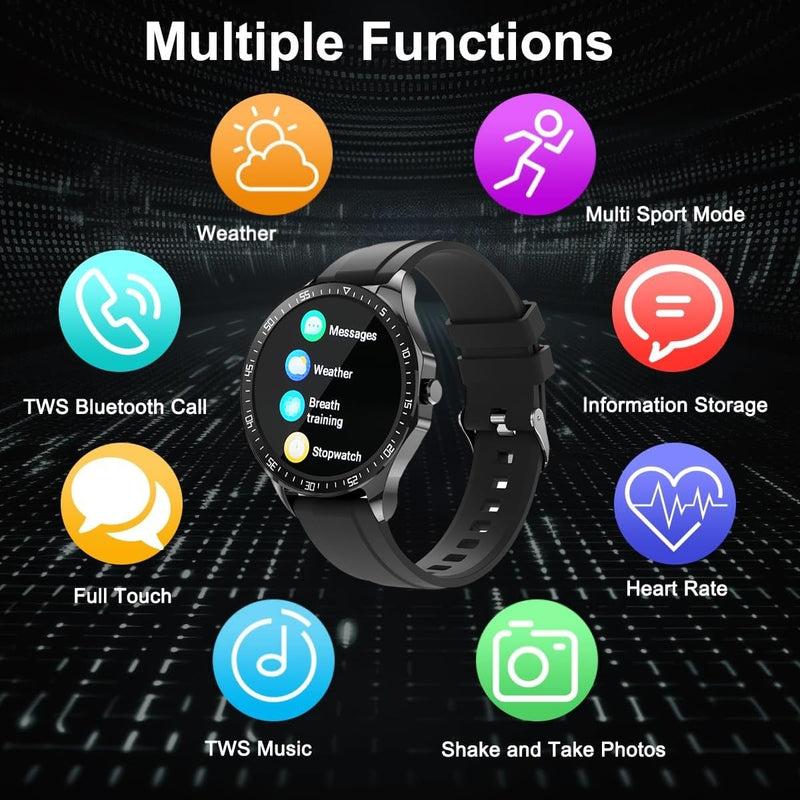 Smart Watch with Earbuds, 1.32 Inch Round Fitness Watch X10, 2 in 1 Bluetooth Watch with Step,Calories,Sleep Monitor,Heart Rate Blood Pressu-re Monitor for iOS & Android black
