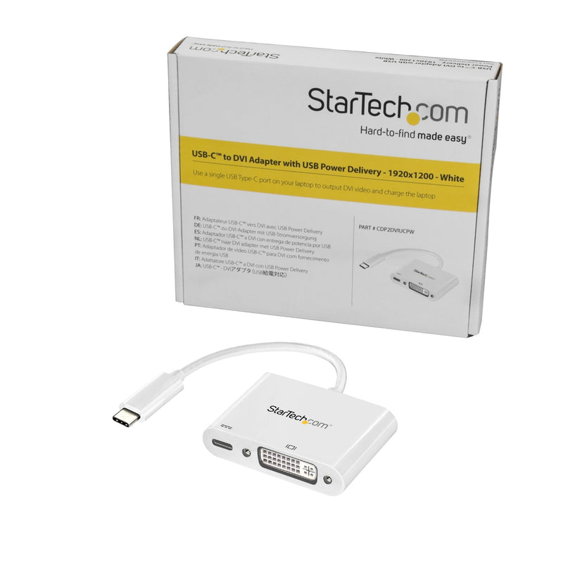 [AUSTRALIA] - StarTech.com USB C to DVI Adapter with Power Delivery - 1080p USB Type-C to DVI-D Single Link Video Display Converter w/ Charging - 60W PD Pass-Through - Thunderbolt 3 Compatible - White (CDP2DVIUCPW) 