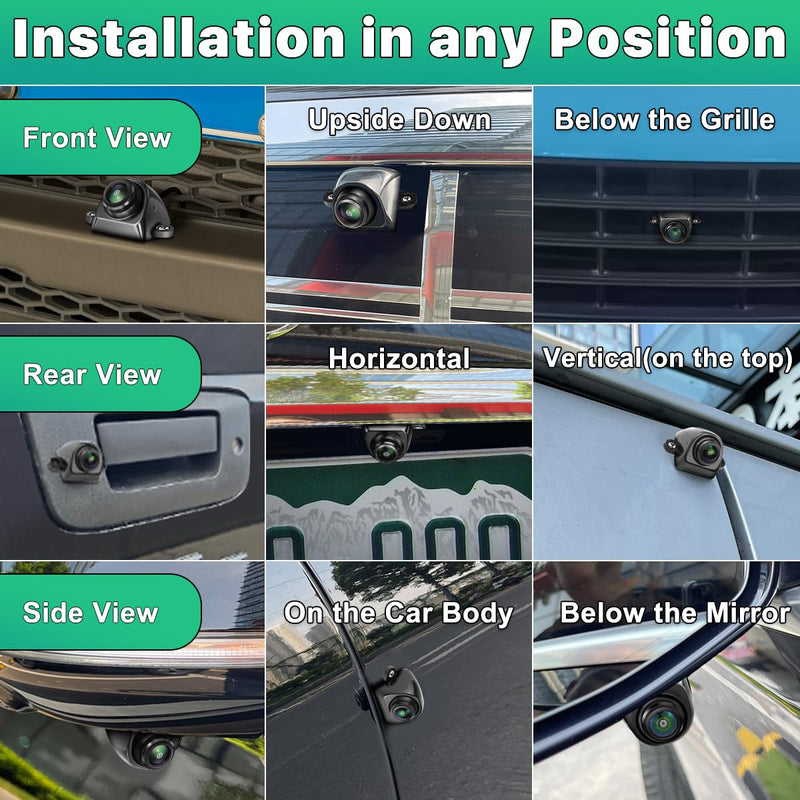 AHD1080P Backup Camera with Video Format Switch Button, GreenYi Reverse Rear/Front/Side View Cam, Adjustable Fisheye Lens, Waterproof Night Vision 170 Degree Wide View