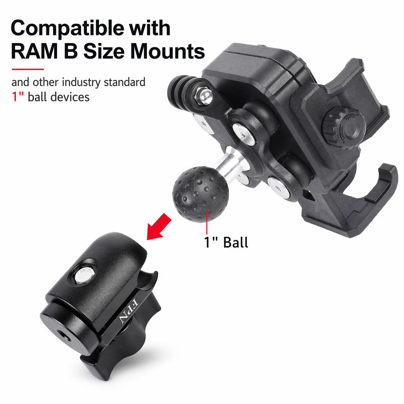 Aluminum Alloy Single Socket Arm with 1/4"-20 Female Thread Hole for 1" Ball Components, 360° Rotation, Compatible with RAM B Size Mounts 1/4"-20 Female Thread Mount for 1" Ball