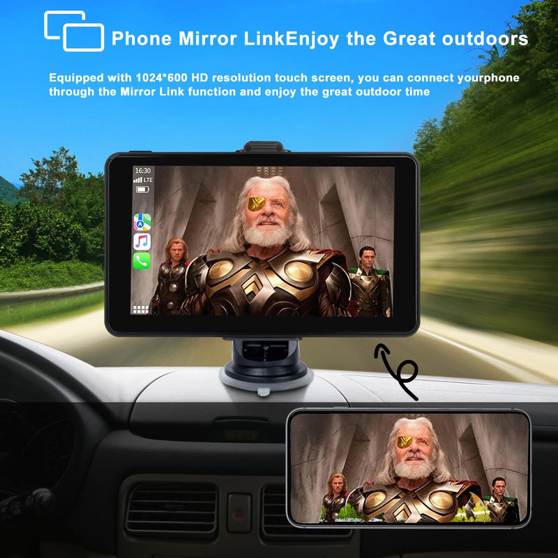 7" Wireless Apple CarPlay & Android Auto Car Screen, HD Portable/Double Din Car Stereo with GPS Navigation, Backup Camera, Voice Control, Bluetooth, FM Radio for All Cars 7 Inch Reverse Camera