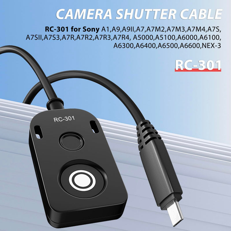 [AUSTRALIA] - Small Release Shutter Remote Control Cable RC-301 S2 for Sony Support Video Camera Cable a7m4 a7r4 a7r2 r3 m2 a9 a1 a6600 a6500 (30cm/12in) 