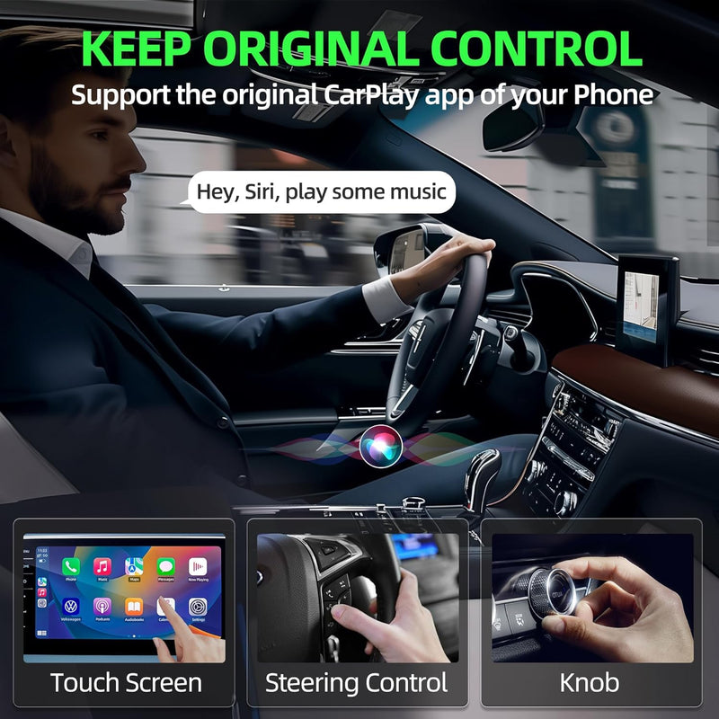 Wireless CarPlay Adapter for Apple CarPlay, 2X Connect Bluetooth Carplay Adapter, Upgrade Wired CarPlay to Wireless, Low Latency CarPlay Dongle for Factory Wired Carplay Vehicle
