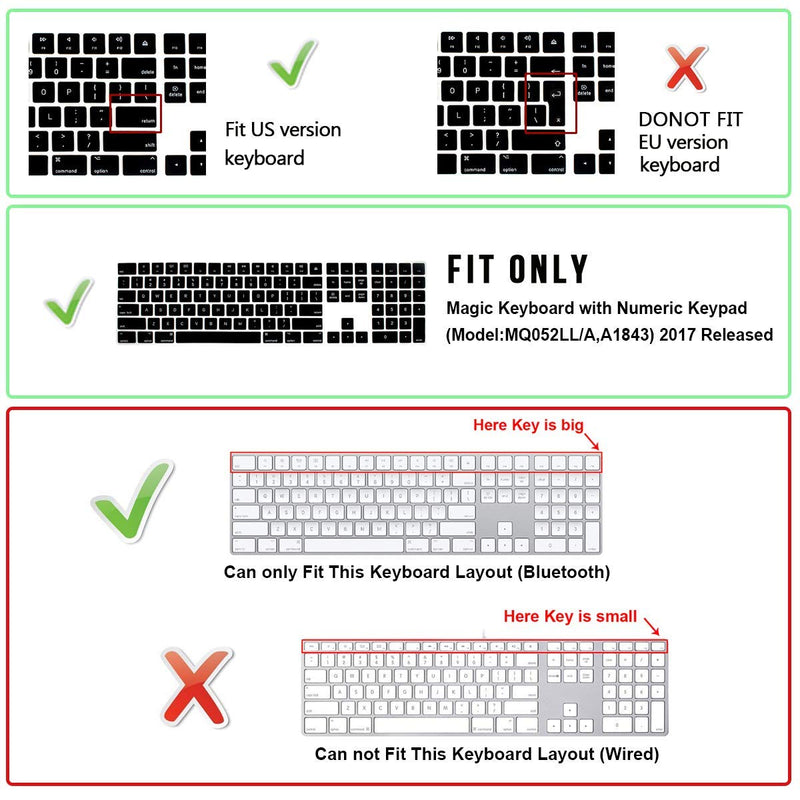 WYGCH Ultra Thin Silicone Full Size Wireless Numeric Keyboard Cover Skin for Mac 2017 Latest Magic Keyboard with Numeric Keypad MQ052LL/A A1843 US Layout,Ombre Red Ombre Red