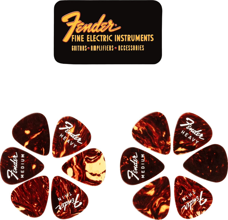 Fender Fine Electric Guitar Picks 351 Shape, Stocking Stuffers, Guitar Accessories, 12-Pack Tin