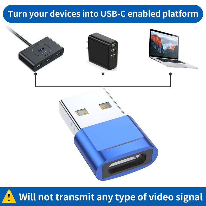 [AUSTRALIA] - USB C Female to USB Male Adapter (4-Pack),Type C to USB A Charger Cable Adapter for iPhone 11 12 13 14 15 Plus Pro Max,Samsung Galaxy Note 10 S24 S23 S22 Ultra,Google Pixel 4 3 2,iPad Air 4 5 Mini 6 Blue 