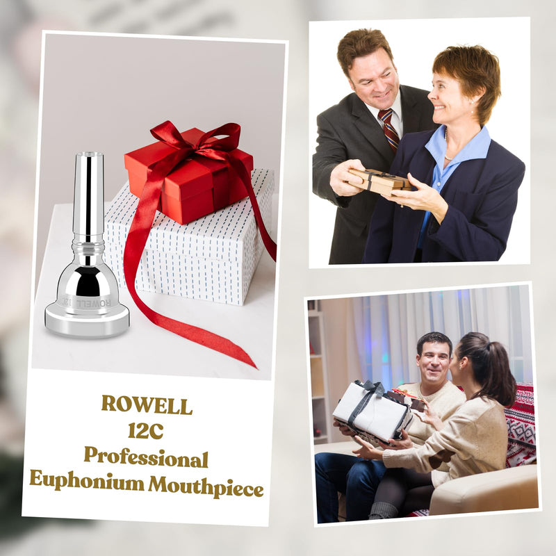 ROWELL Euphonium Mouthpiece 12 C Euphonium Mouthpiece Baritone Mouthpiece Standard Euphonium Mouthpiece Silver-Plated Euphonium Mouthpiece Professional Baritone Euphonium Replacement Mouthpiece