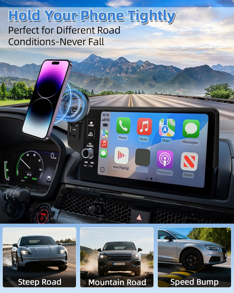 PZK Car Phone Holder for 2020-2025 Ford Escape Accessories 8-Inch Screen | Compatible with MagSafe Car Phone Mount Strong Magnets Fixed Screen with Sunglasses Storage Box 360° Rotation Hands-Free Escape 2021-2025