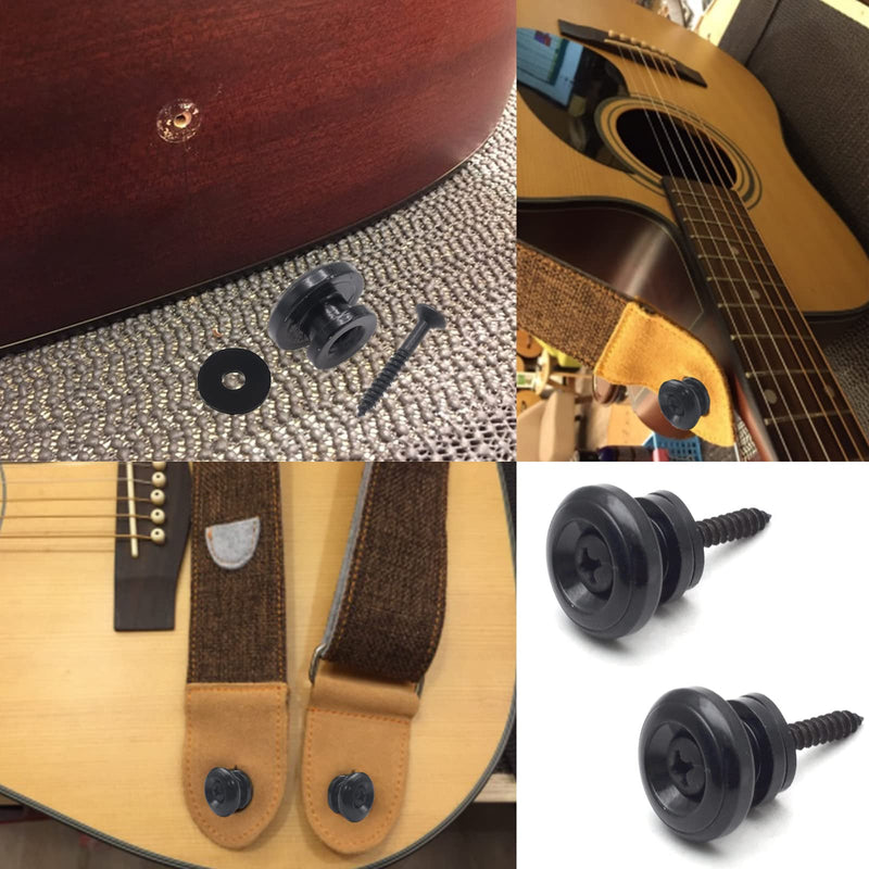 2pcs Black Metal Guitar Strap Locks, Mushroom Style Guitar Strap Lock Buttons, Electric Guitar Strap Locks, Mushrooms Head Guitar Strap Button for Guitar Bass Ukulele