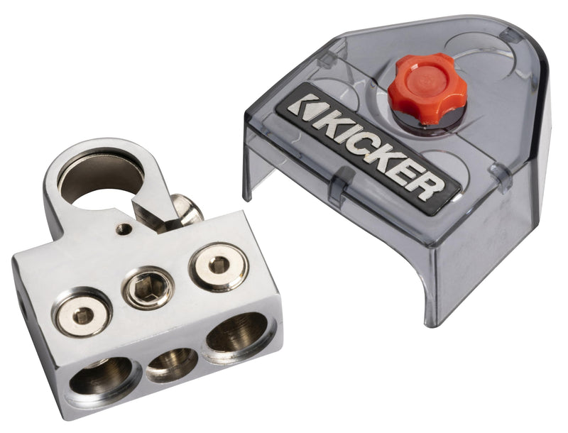 Kicker 50BT4S Warhorse Battery Terminal with Side Post Inserts, 4 Outputs | Distributes amplifier power to several wiring runs, GM style hookup ready, heavy duty car audio upgrade