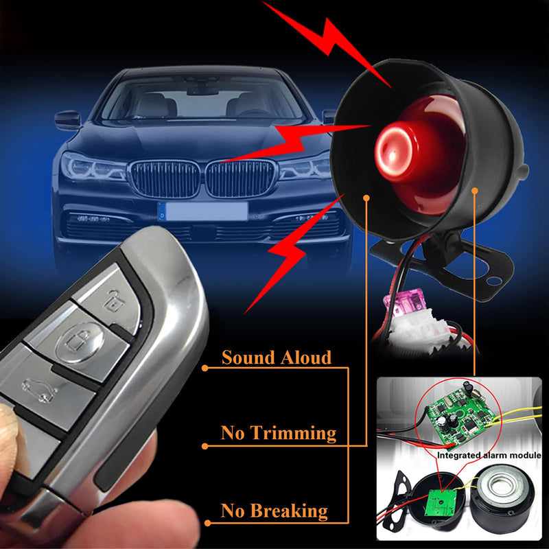 CHADWICK Car Horn Siren Alarm,Universal Car Alarm Security Protection System with 2 Remote Controls,7-Level Sensitivity,12v,Anti-Theft Device,No Thread Trimmin,Non-Destructive Installation (CW-8131) CW-8131