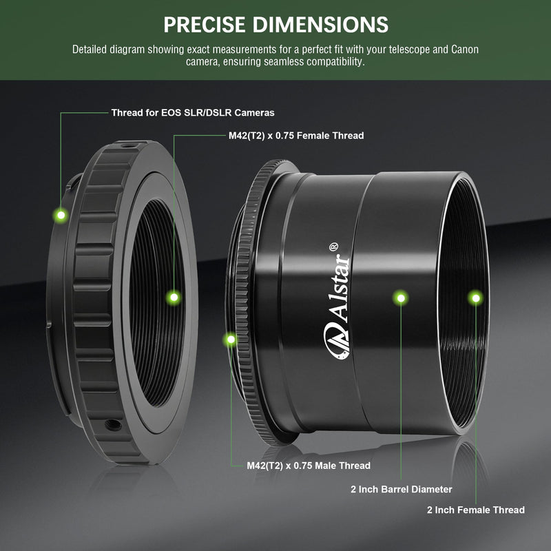 Alstar M42 to 2 inch Telescope Adapter - T2 Mount Adapter M42 to 2 Inch for All Canon EOS SLR DSLR Cameras