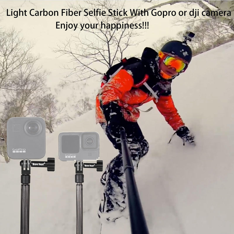 10.6-47.2 inches 1.2m Carbon Fiber Invisible Selfie Stick for Insta360 x4 Insta 360 x4 x3 x2 x Go 2 3 GoPro Hero 13 12 11 10 9 8 7 6 5 4 3 DJIN OSMO Action Camera Accessories (Gold) Gold