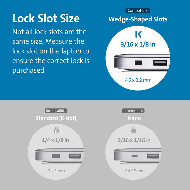 Kensington Slim N17 2.0 Combination Laptop Lock for Wedge-Shaped Slot Dell Laptops (K65094WW)