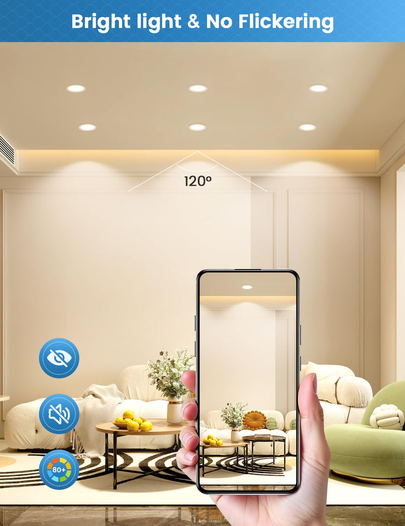 COTLEDL LED Recessed Spotlight, 230 V Flat, 10 LED Spotlights, 5 W, Neutral White, 4000 K, 68-80 mm Hole Size, IP44 Bathroom Recessed Lights, 450 LM Ceiling Spotlights for Bathroom, Living Room Neutral White 4000k Set of 10