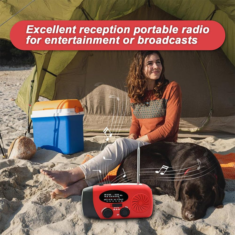 [AUSTRALIA] - Emergency Hand Crank Radio, 2000mAh/7400mWh NOAA Weather Radio Battery Operated, Solar Radio Flashlight Cell Phone Charger, LED Reading Lamp, SOS Alarm for Home, Outdoor Emergencies 