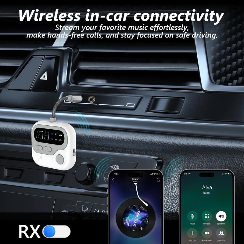 ELZO Bluetooth 5.4 Transmitter Receiver, 25hrs+ Battery Airplane Bluetooth Adapter for 2 Airpods/Headphones, 2-in-1 Airplane Travel Essentials Aux Adapter for Travel/TV/Car/Gym/Home Stereo