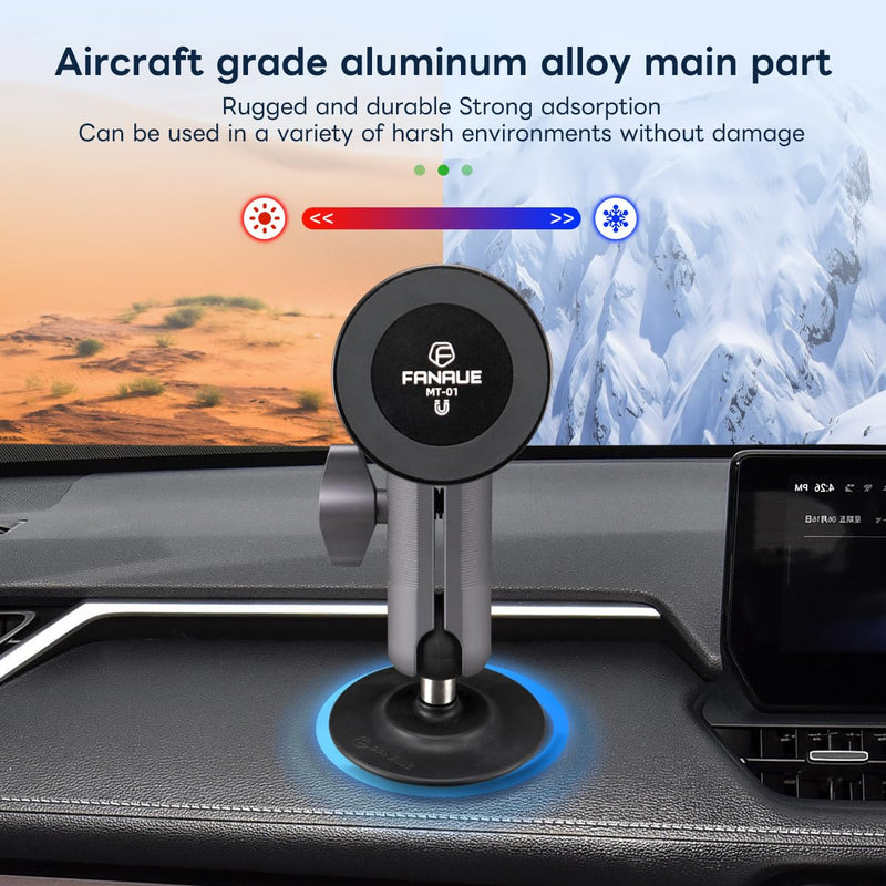 FANAUE SC-03T9 Car Mount Compatible with RAM Mount B Size Ball Head, Magnetic Phone Holder for Dashboard, Windshield & Other Car Accessories - 4.7 to 7.5 inch Smartphones