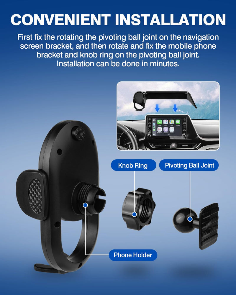 Autorder Custom Fit for Car Phone Holder 2019-2022 Toyota C-HR CHR Accessories Phone Mount with Dash Organizer 8" Screen Cell Phone Automobile Cradles Hands-Free 360 Degree Rotation Toyota C-HR 2019-2022 2019-2022 Toyota C-HR 8-inch
