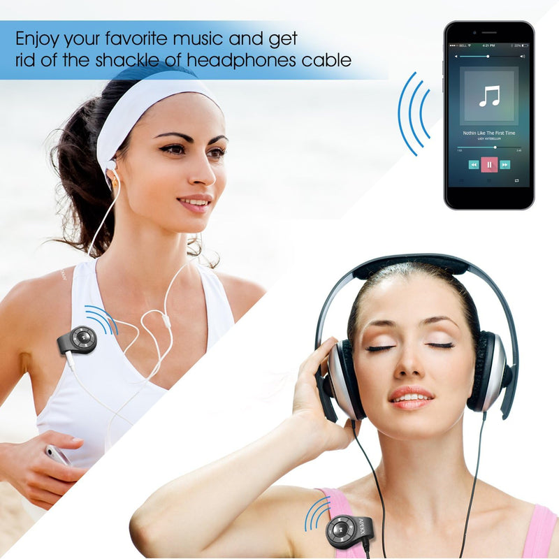 [AUSTRALIA] - APEKX Clip Bluetooth Audio Adapter for Headphones, Headset, Speaker, Wireless Receiver with MIC for Hands-Released Call and Music 