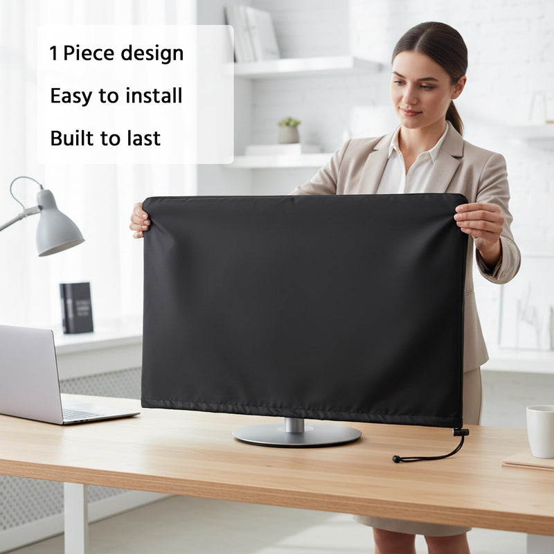 Monitor Dust Cover Heavy Duty Anti-tear Full Body Protective Case Universal for 38-40" Computer LED LCD Screen Wih Adjustable Bottom Tight Rope Black -39Wx18Hx3.5D in 38"-40" in