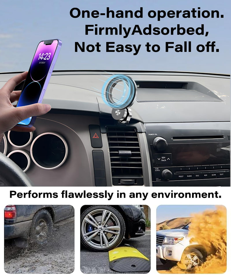 Car Phone Holder for Toyota Tundra 2007-2013 /Sequoia 2008-2017 Accessories Compatible with MagSafe Hands-Free 360° Rotation Adjustable Cell Phone Mount Does Not Affect Air Vent