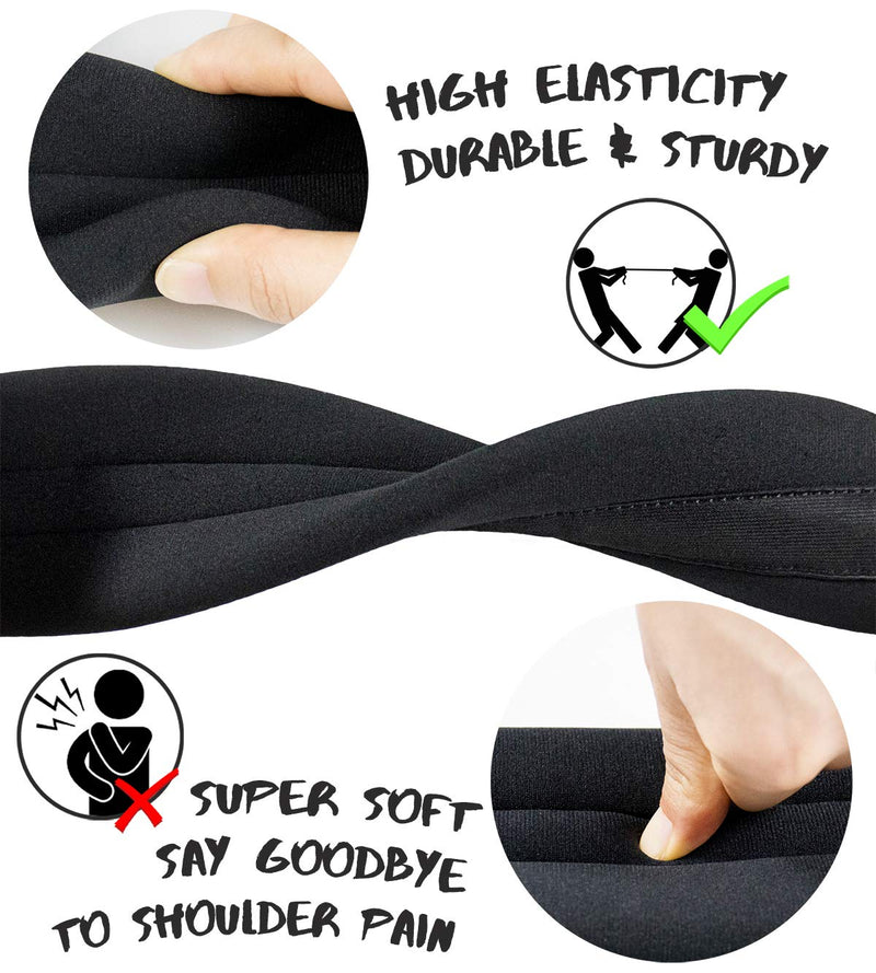 Wepop Guitar Strap Elastic Soft Comfortable Neoprene Leather 3.4in Bass Acoustic Electric Guitar (391) Black-391