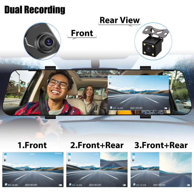 Mirror Dash Cam for Cars,4.5" Rear View Mirror 1080P Front and Rear View Dual Cameras,Super Night Vision,Parking Assistance,G-Sensor,24H Parking Monitor, Waterproof Backup Camera Free 32GB Card 4.5 Inch+32GB SD Card